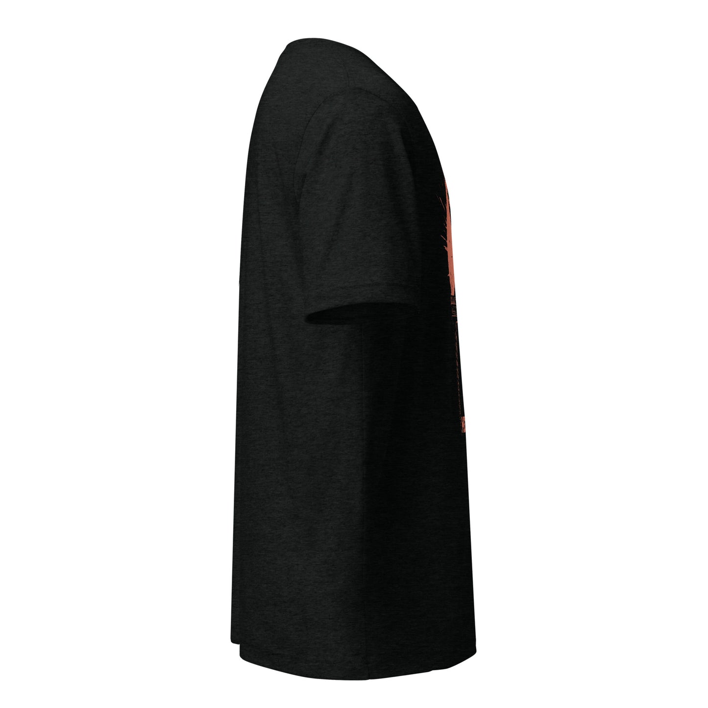 Right side view of the Hellbeing Lucifer's pulpit unisex black tri-blend t-shirt