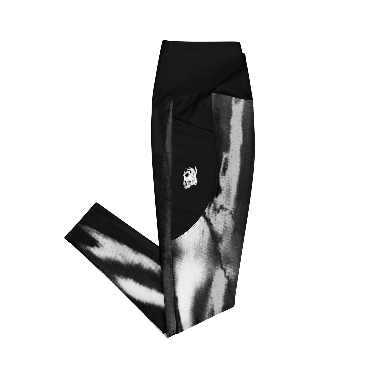 Side view of the Hellbeing activewear grayscale women's recycled crossover leggings