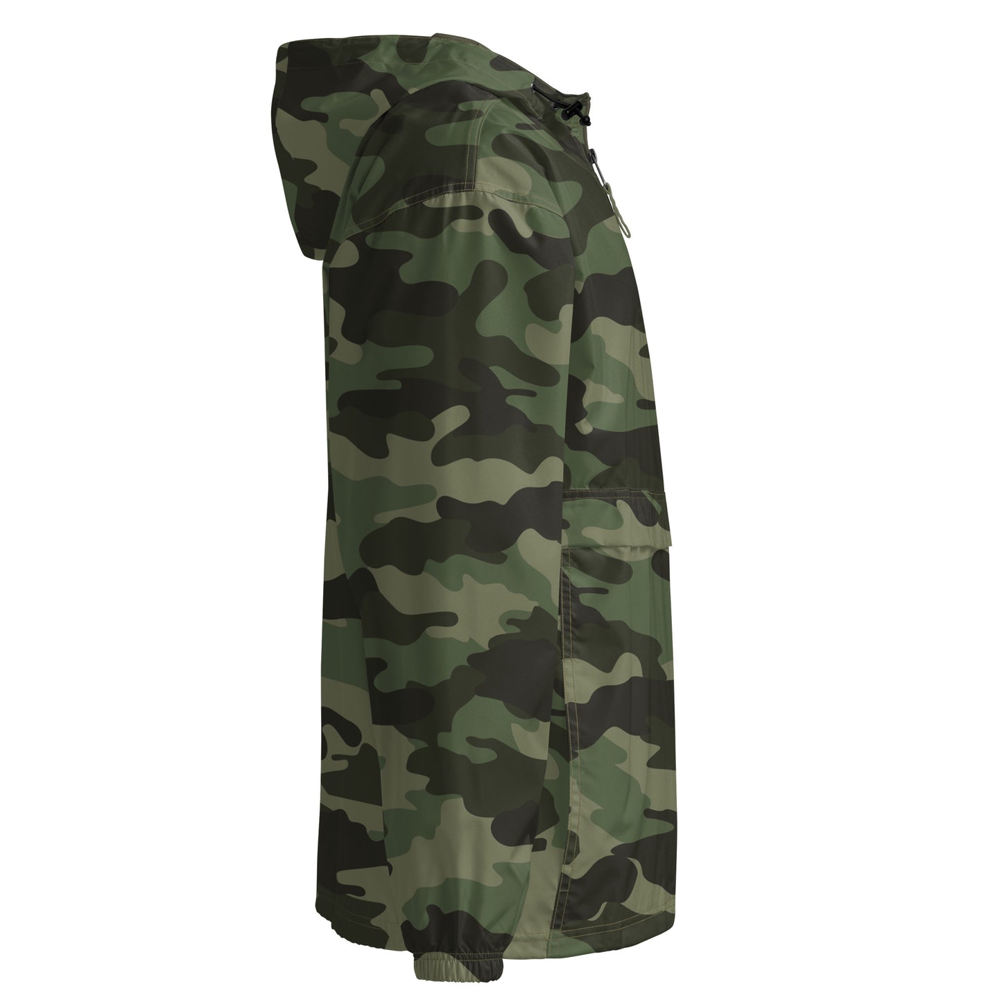 Right side view of Camo Hellbeing Embroidered Champion packable jacket