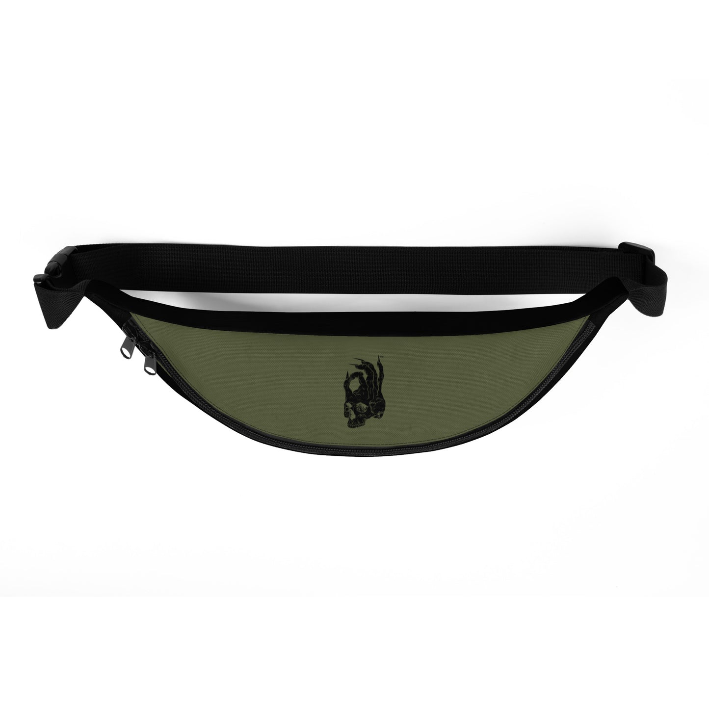 Top view of Hellbeing black and green fanny pack