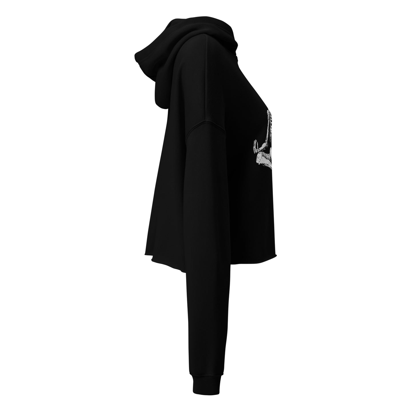 Right side view of the Hellbeing meditating skeleton black t-shirt