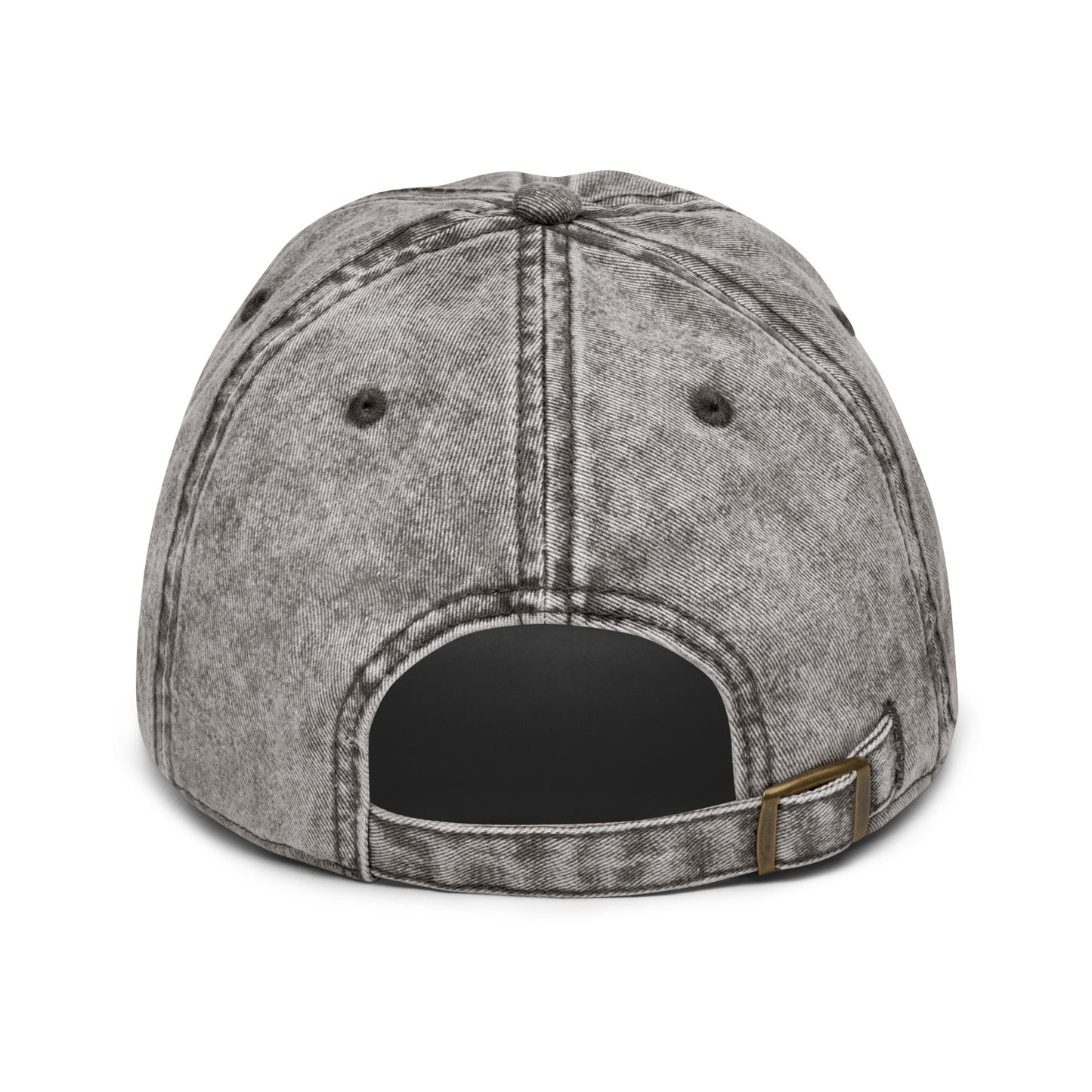 Back view of the Hellbeing skull embroidered vintage gray cap