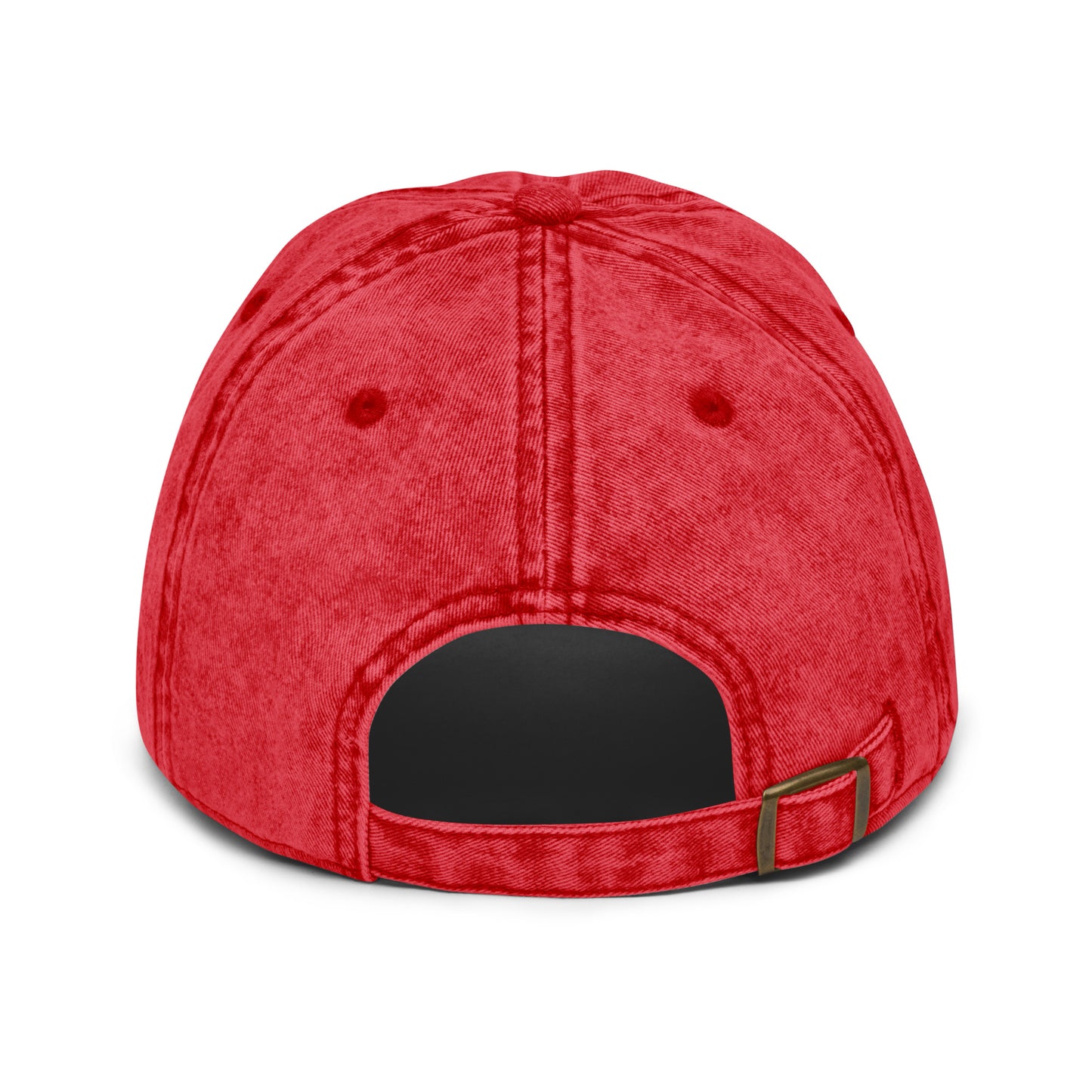 Back view of the Hellbeing skull embroidered vintage red cap