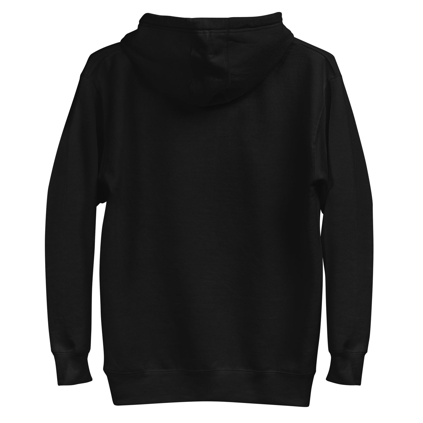Back view of the Hellbeing skull Logo premium hoodie in black