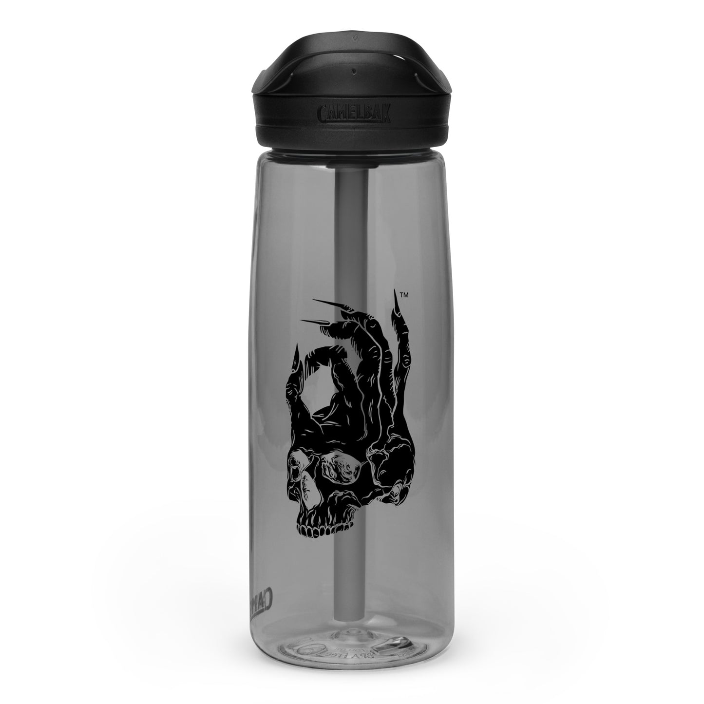 Side view of Hellbeing gray 24oz. CamelBak Eddy® Sport water bottle