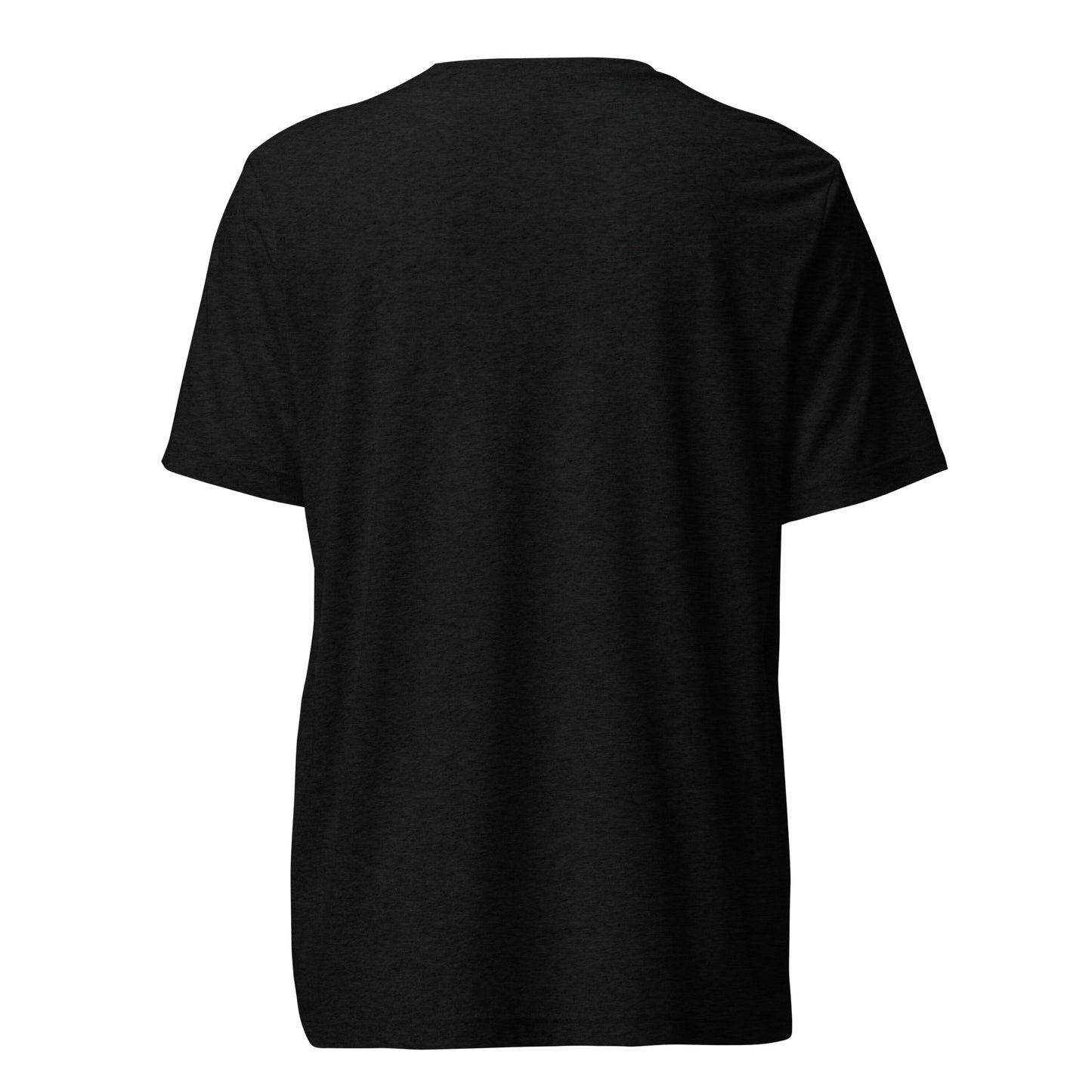 Hellbeing Give Us This Day Our Daily Shred solid black tri-blend t-shirt, back view