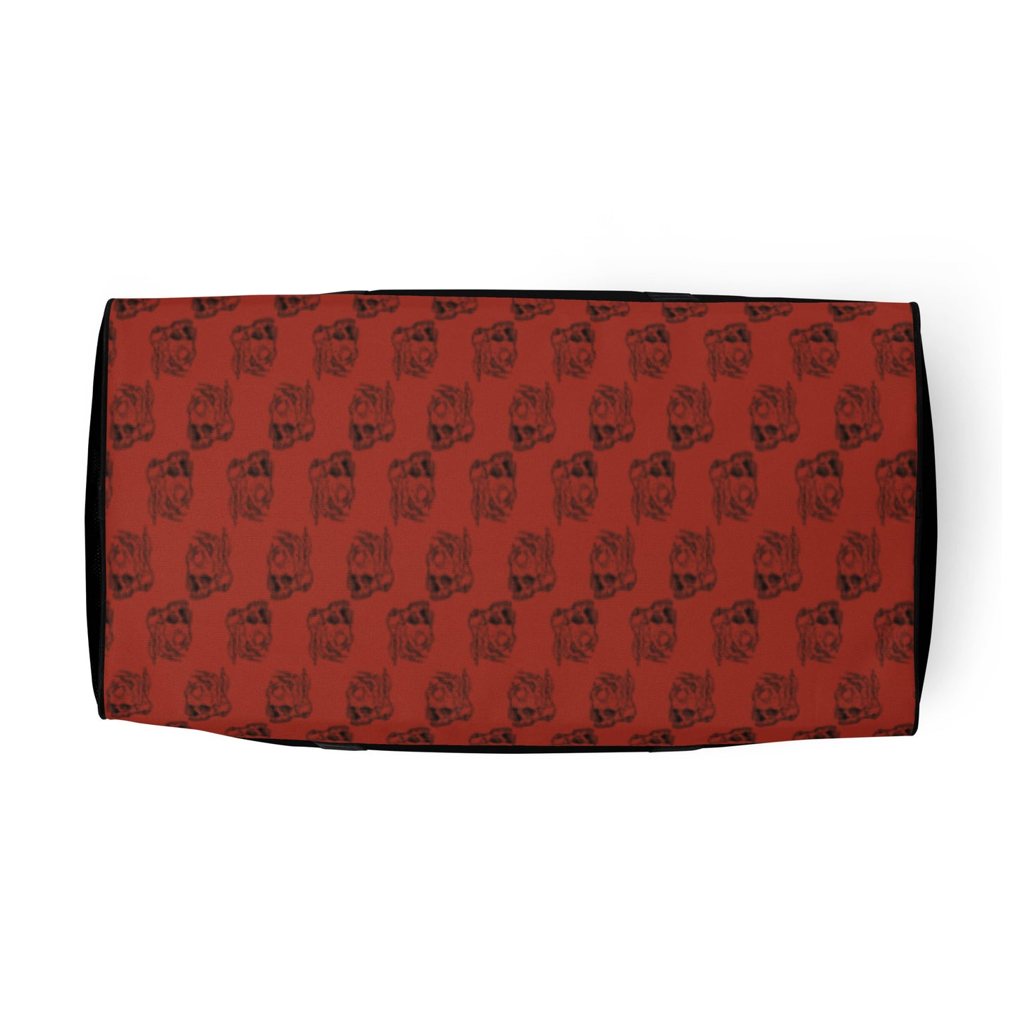 Hellbeing red and black skull logo pattern gym duffle bag bottom pattern