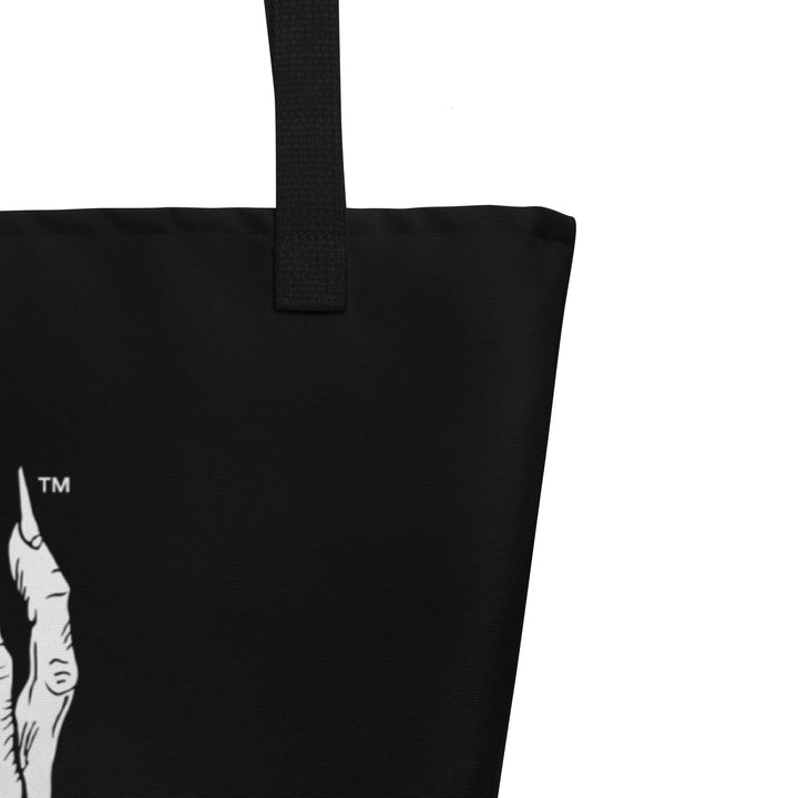 Hellbeing skull large tote bag in black, strap detail