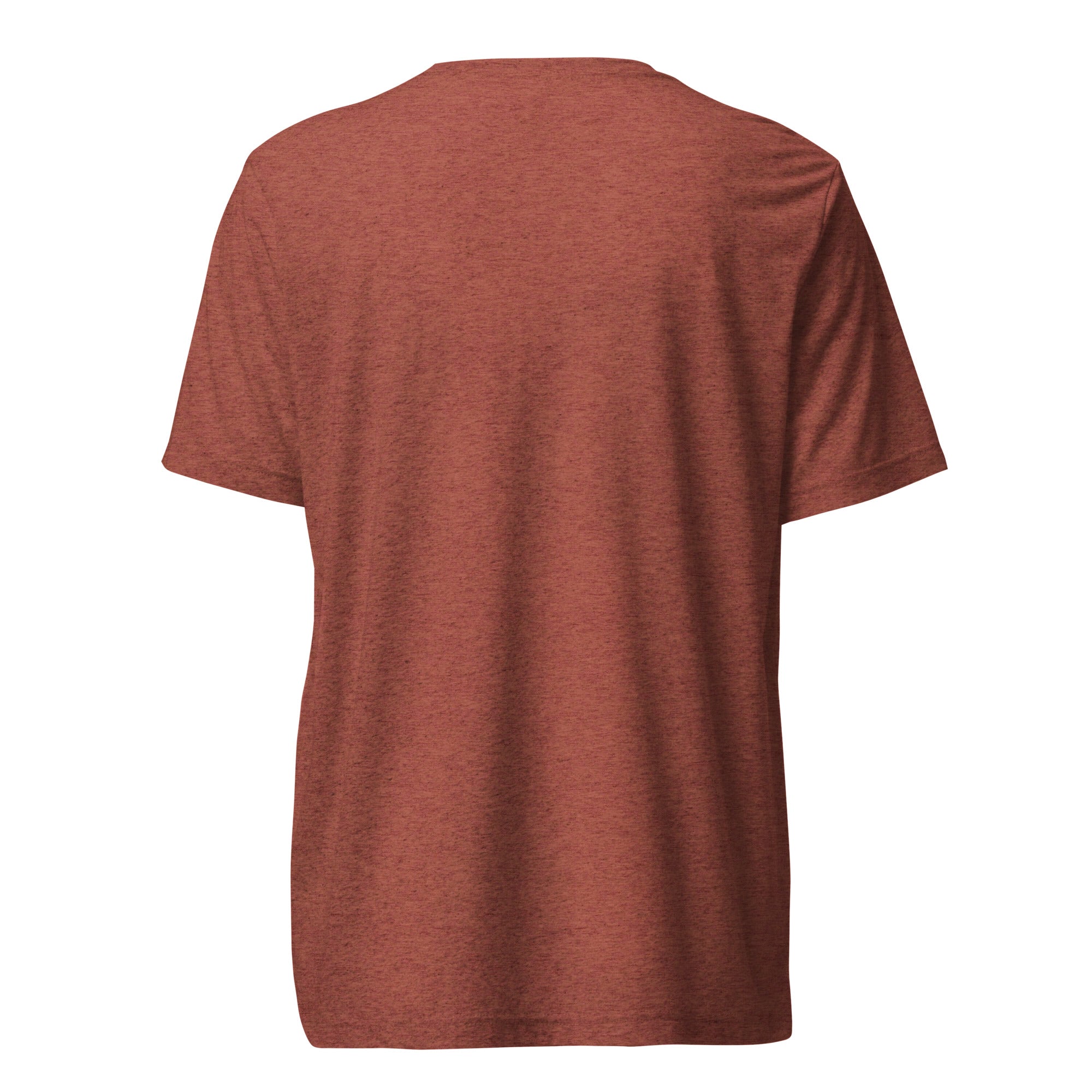 Hellbeing devil tri-blend tee in rust, back view