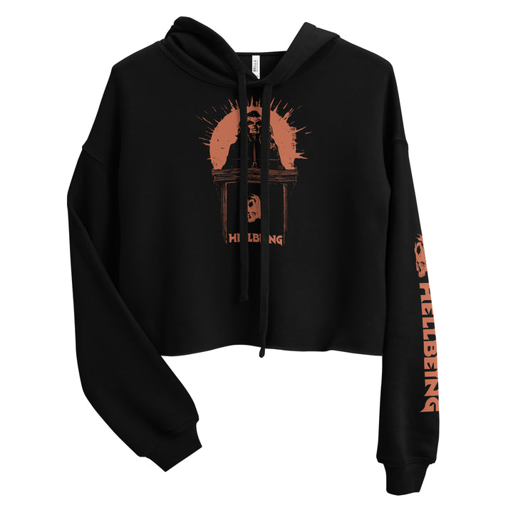 Hellbeing Lucifer's Pulpit crop hoodie in black, front view