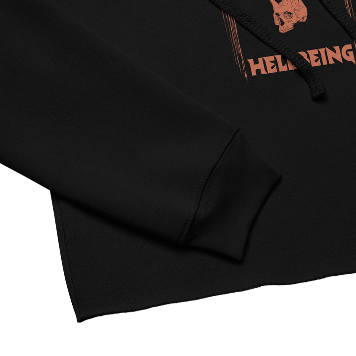 Hellbeing Lucifer's Pulpit crop hoodie in black, sleeve detail