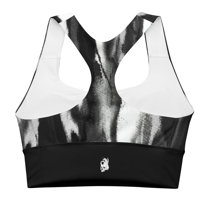 Hellbeing grayscale 2.0 longline sports bra, back view