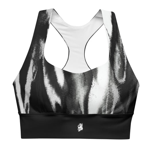Front view of the Hellbeing grayscale women's sports bra