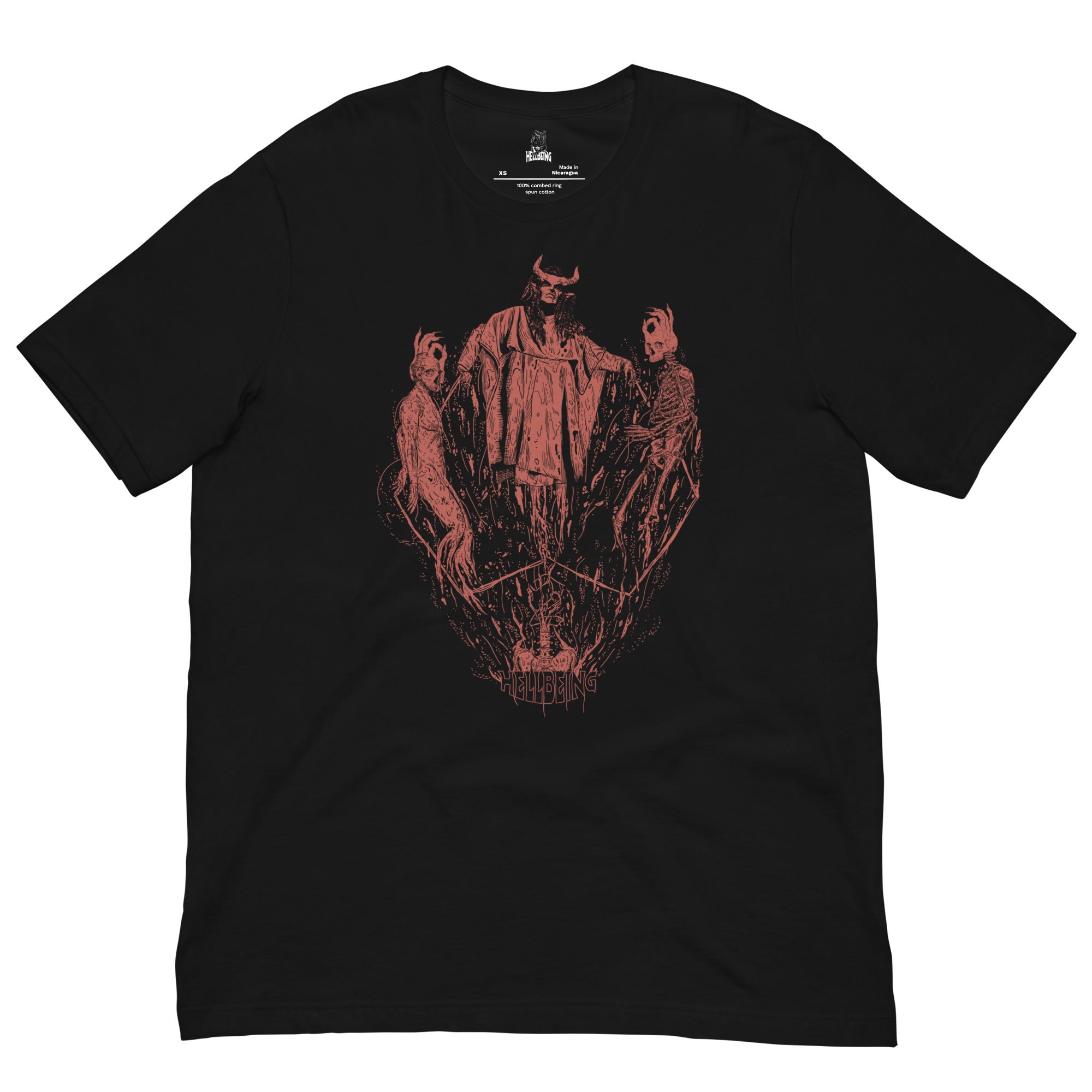 Hellbeing Overlord tee in black, front design detail