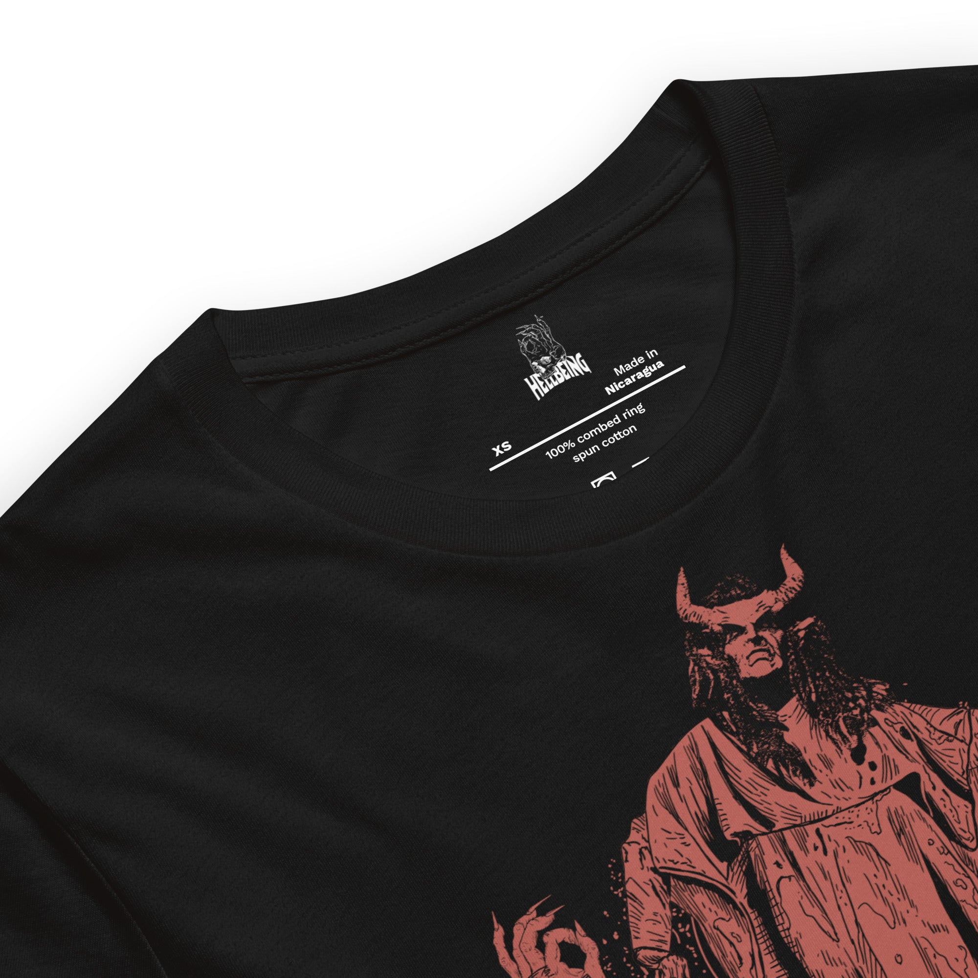 Hellbeing Overlord tee in black, inside label detail