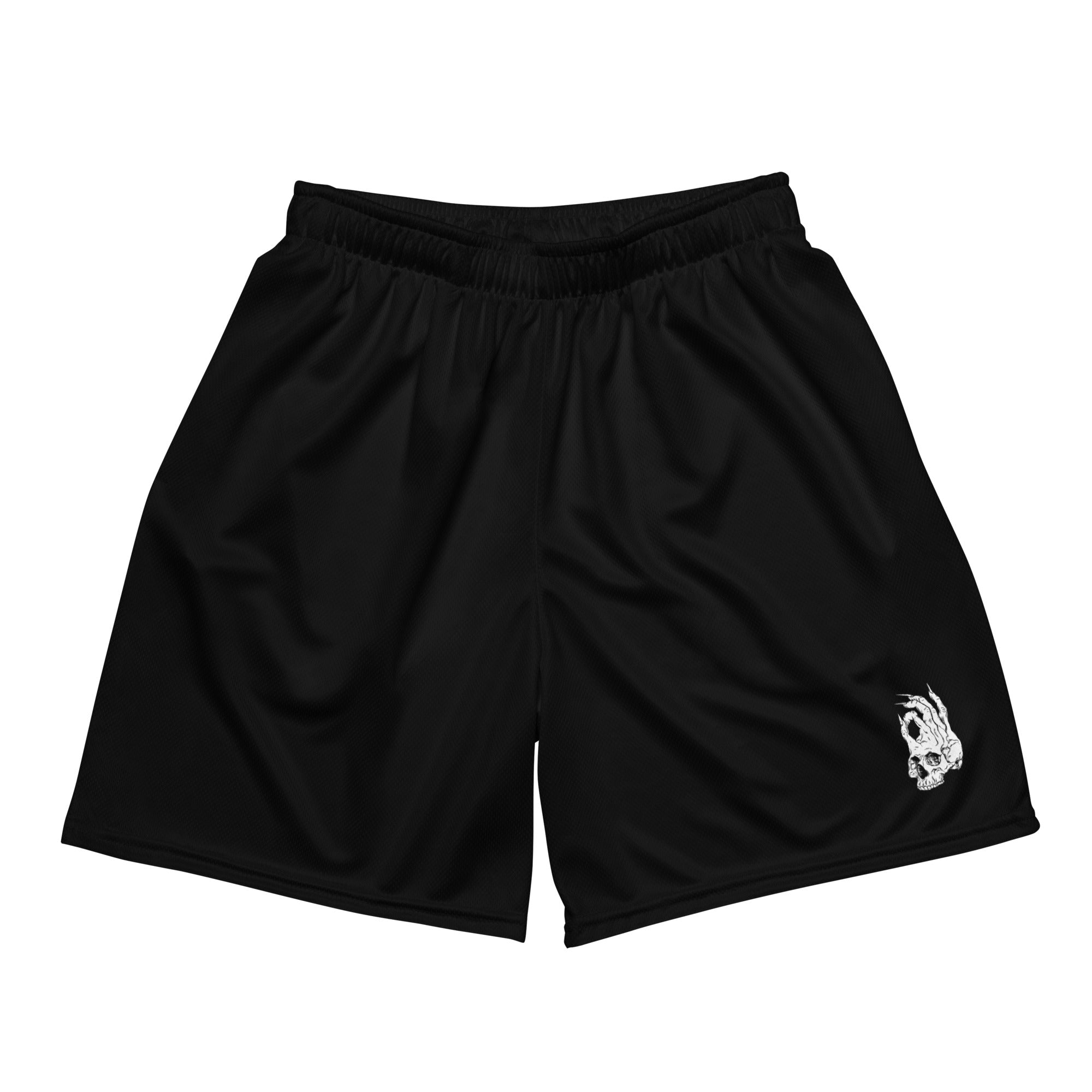 Hellbeing black mesh gym shorts, front view