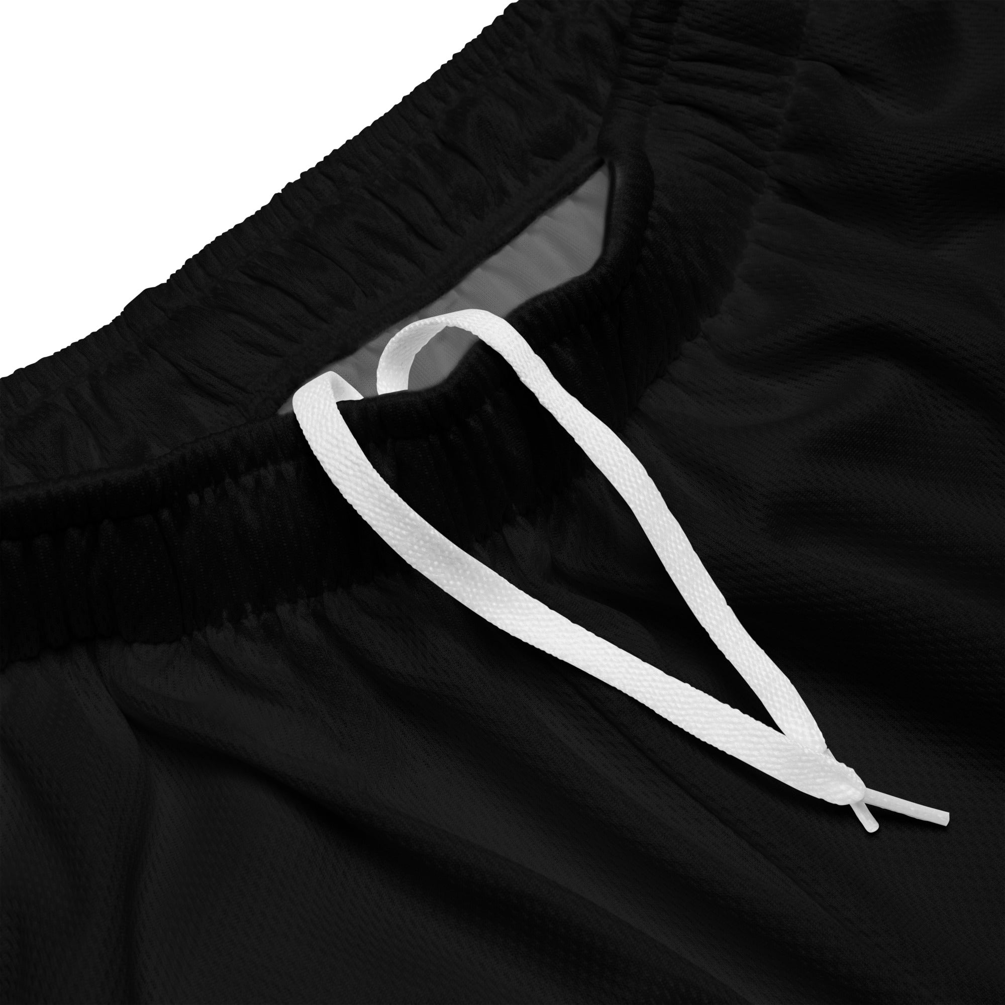 Hellbeing black mesh gym shorts, waistband detail