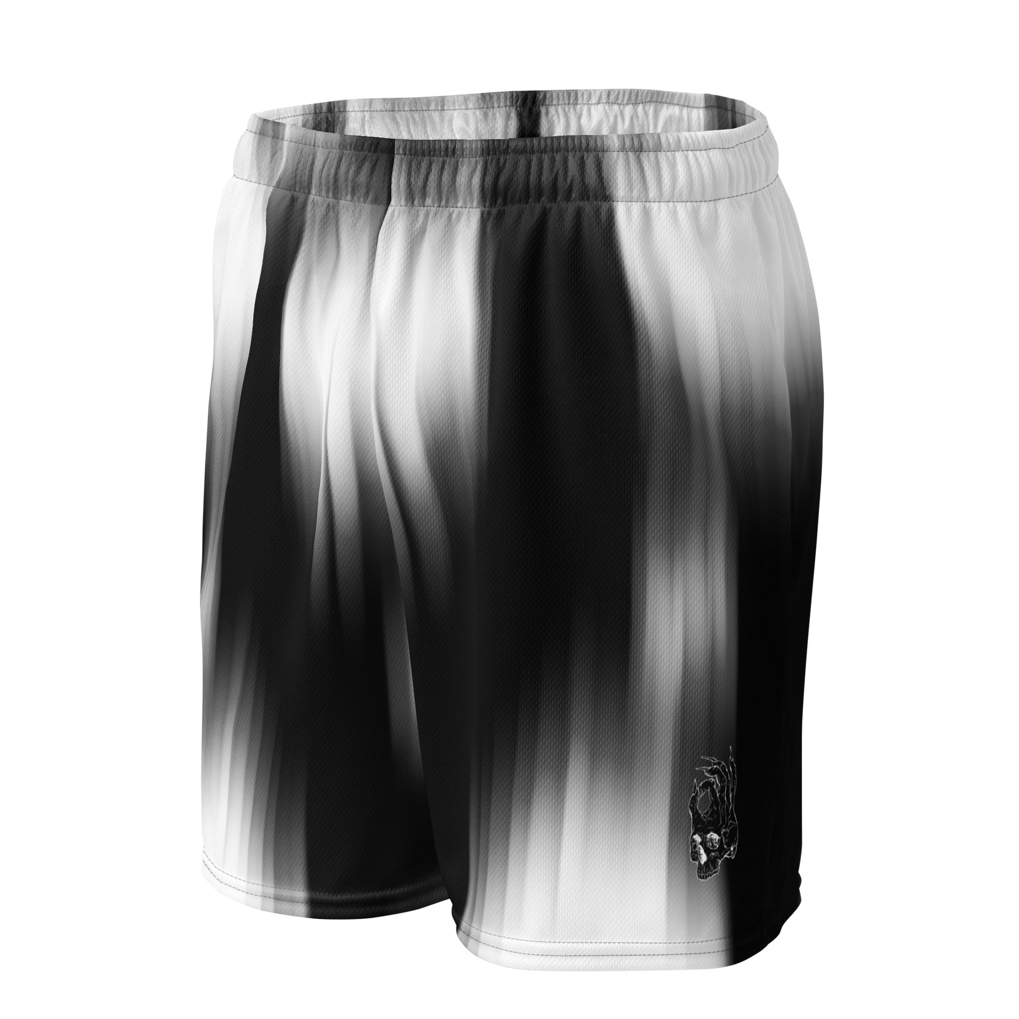 Hellbeing grayscale mesh gym shorts, front view
