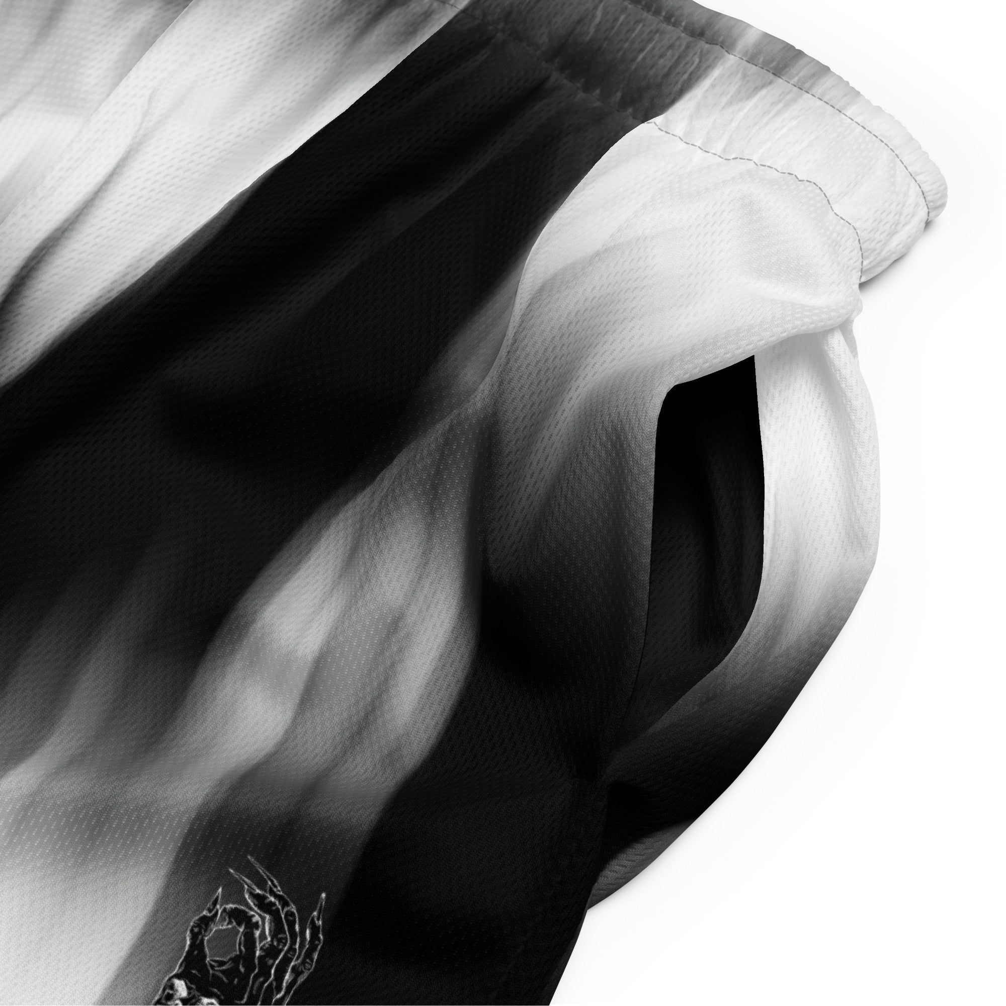 Hellbeing grayscale mesh gym shorts, pocket detail