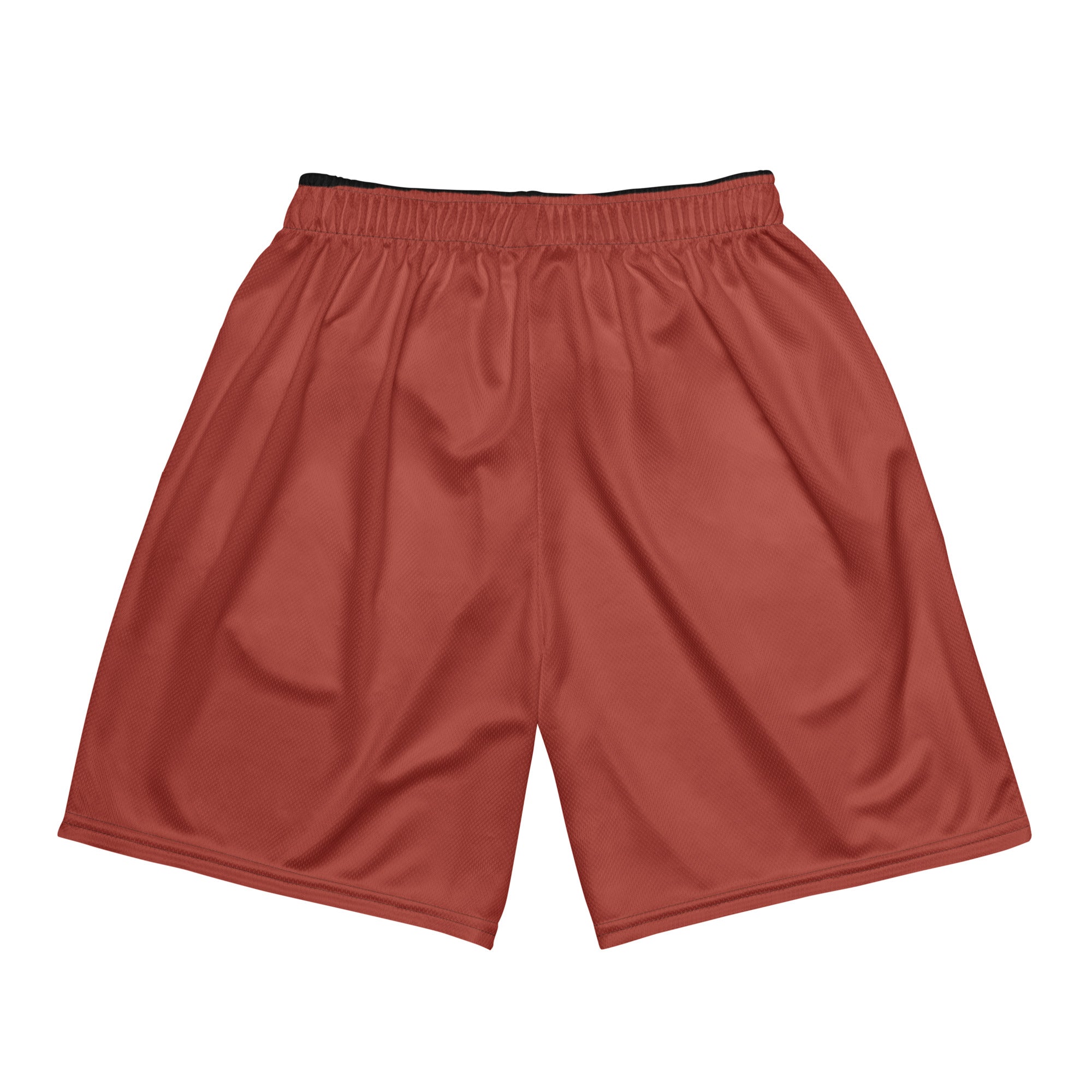 Hellbeing red mesh gym shorts, back view