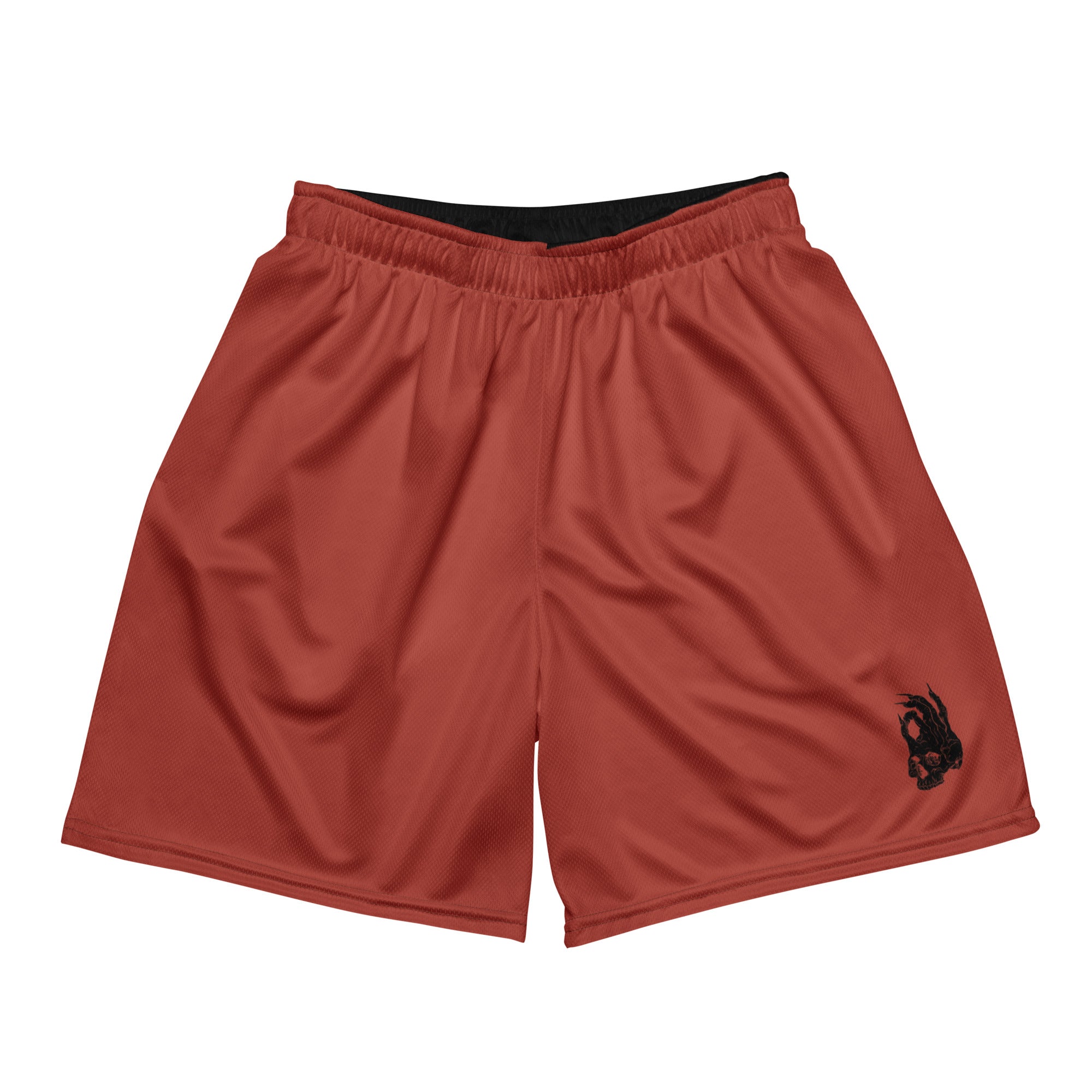 Hellbeing red mesh gym shorts, front view