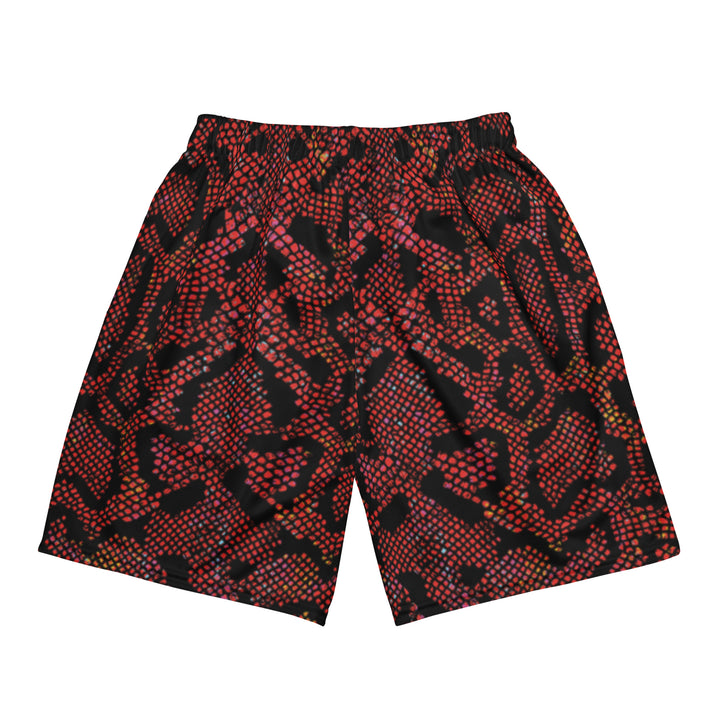 Hellbeing serpent snakeskin mesh gym shorts, back view