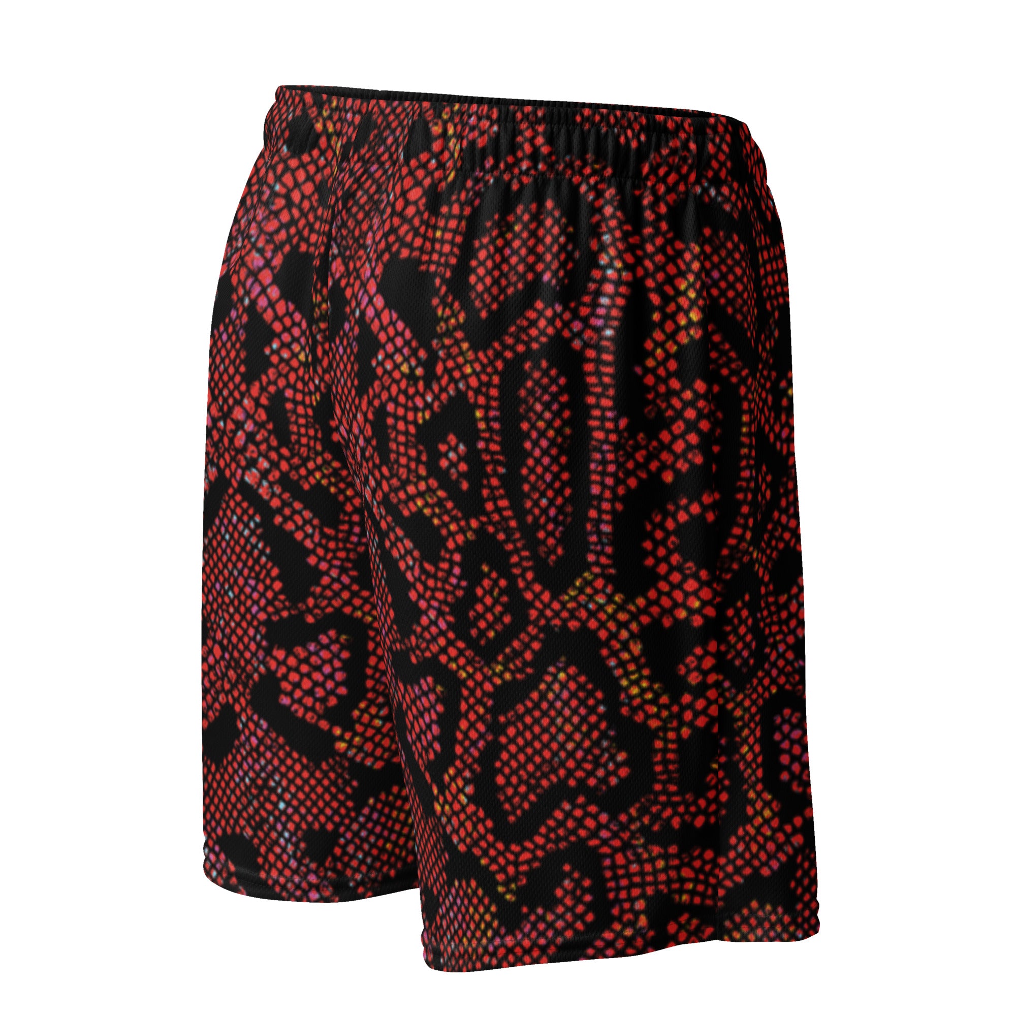 Hellbeing serpent snakeskin mesh gym shorts, back detail