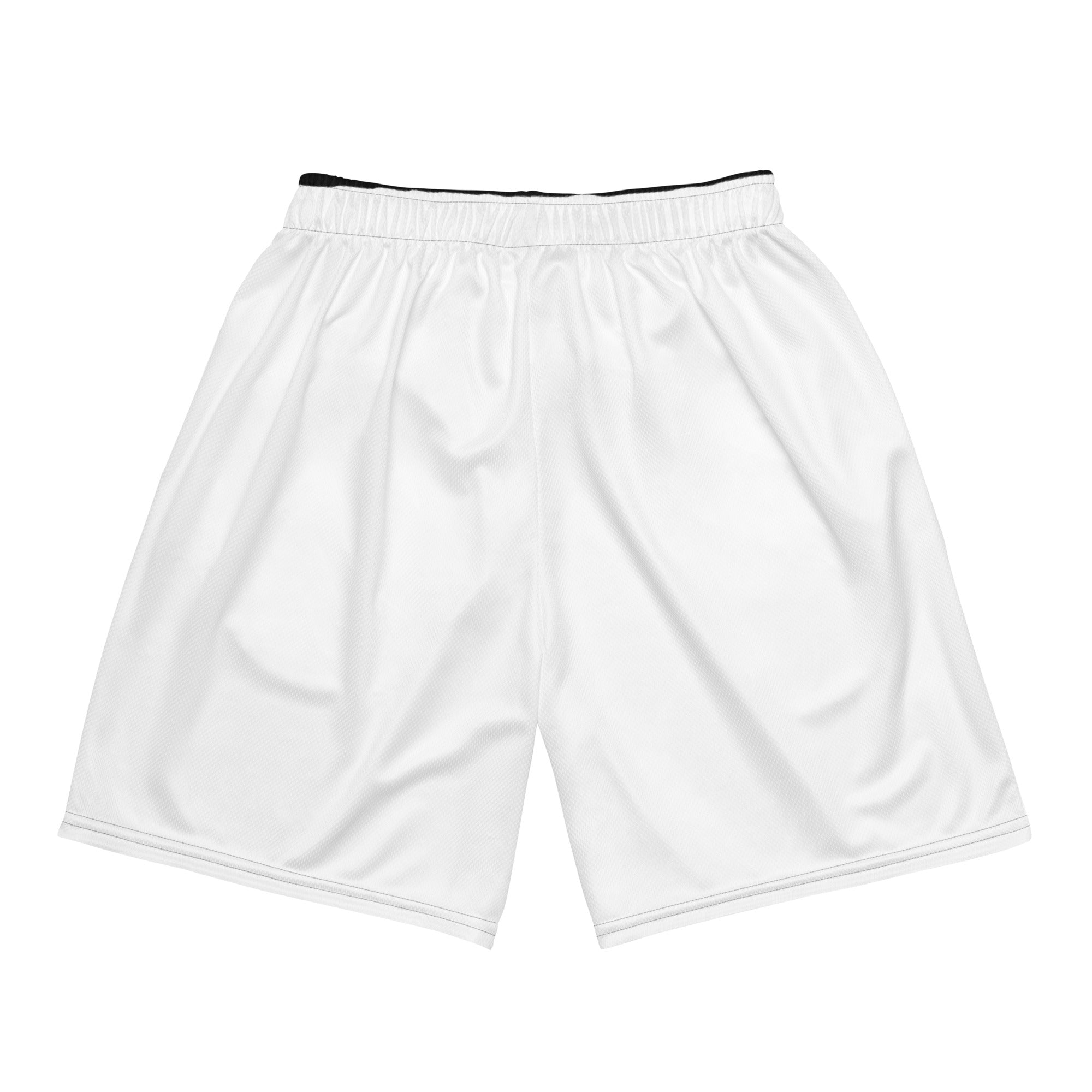 Hellbeing white mesh gym shorts, back view