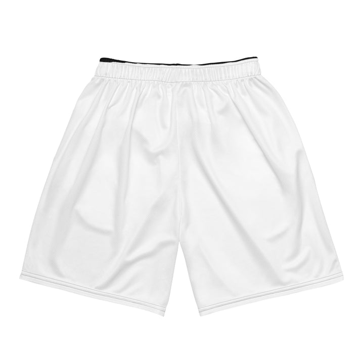 Hellbeing white mesh gym shorts, back view
