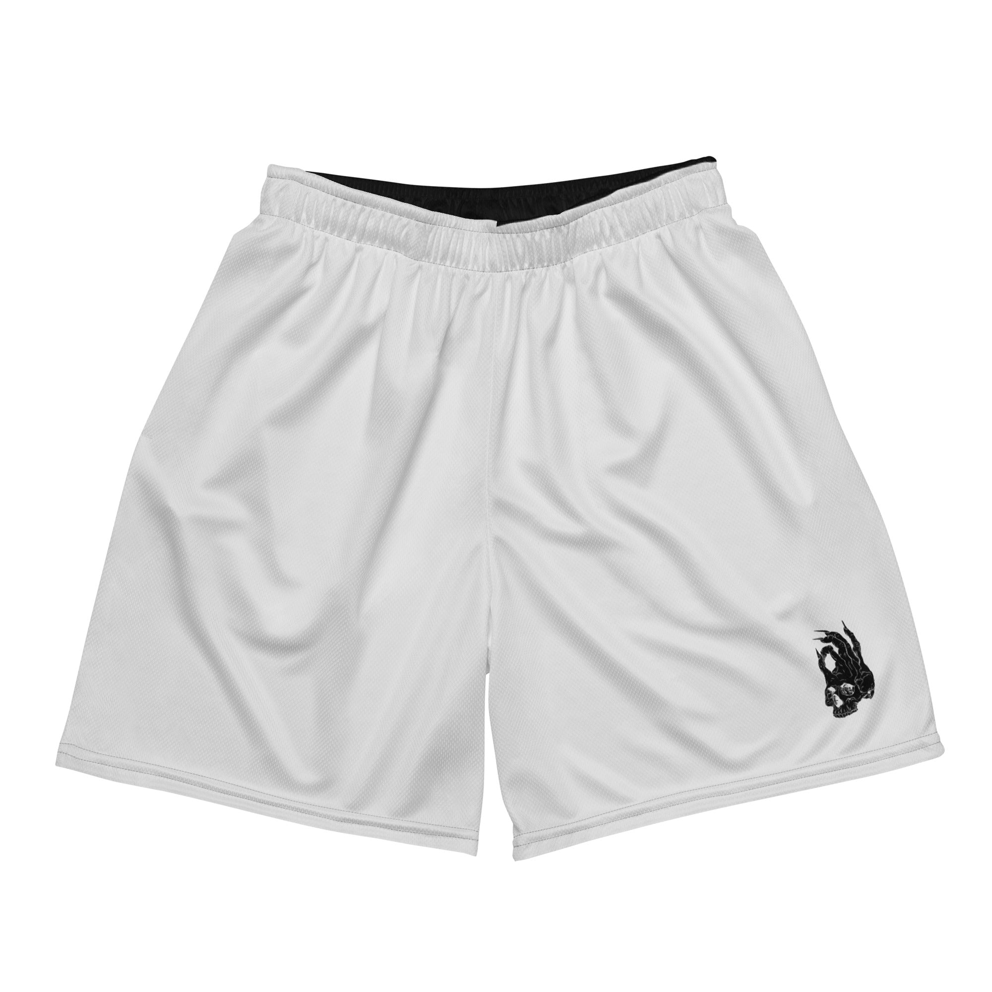 Hellbeing light gray mesh gym shorts, front detail