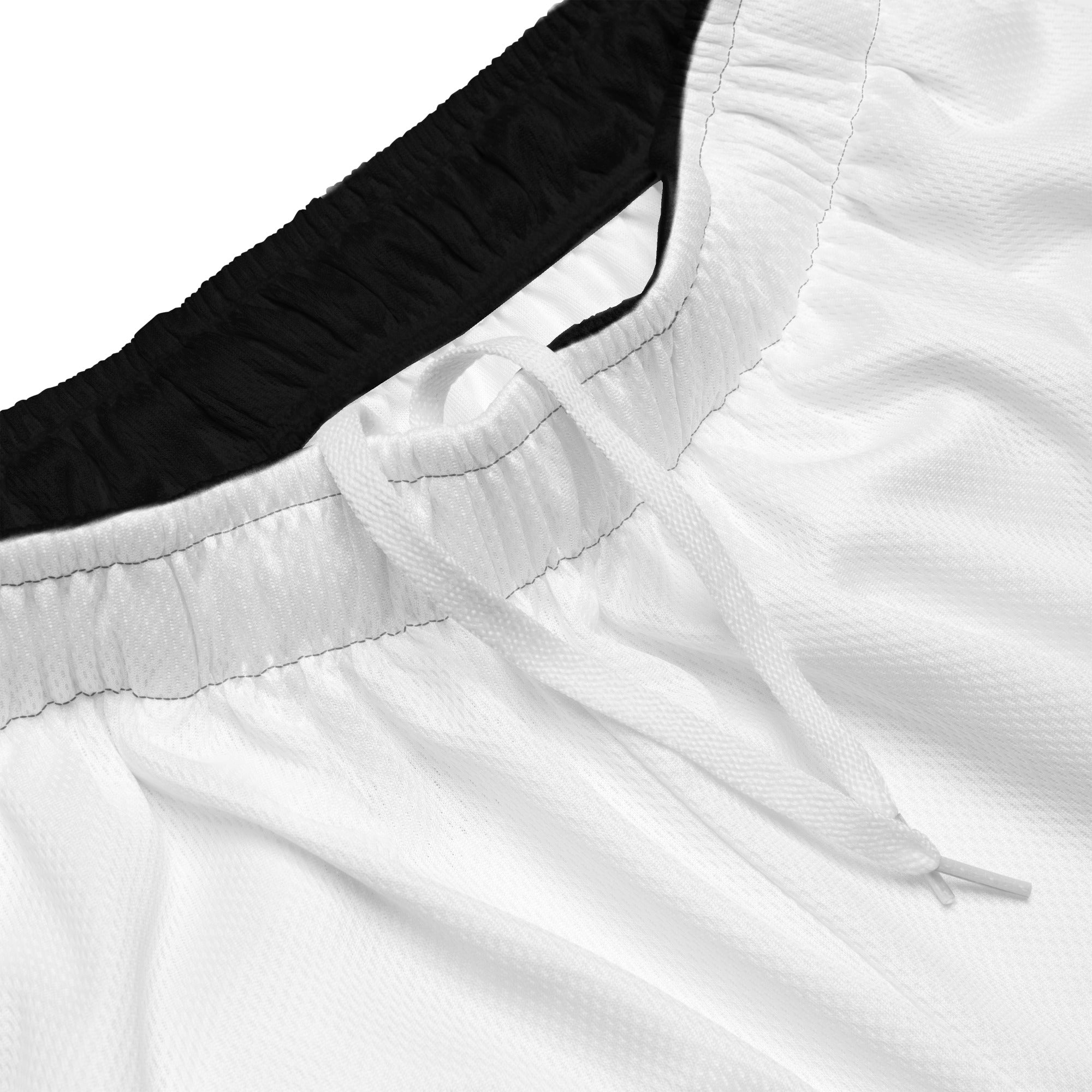 Hellbeing white mesh gym shorts, waistband detail