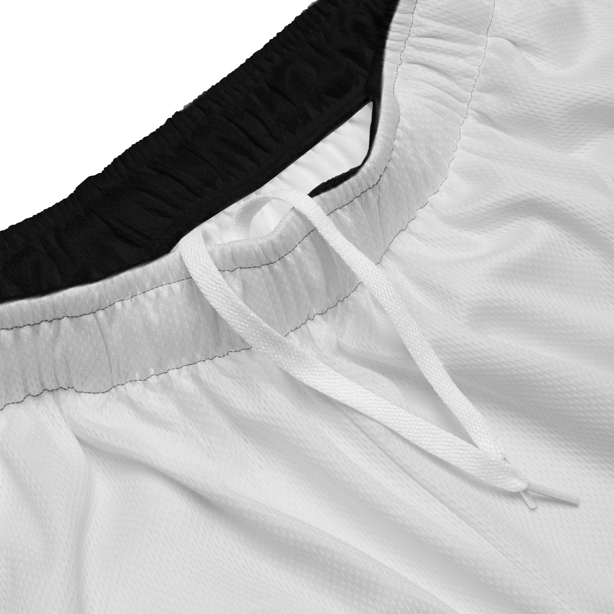 Hellbeing light gray mesh gym shorts, waistband detail