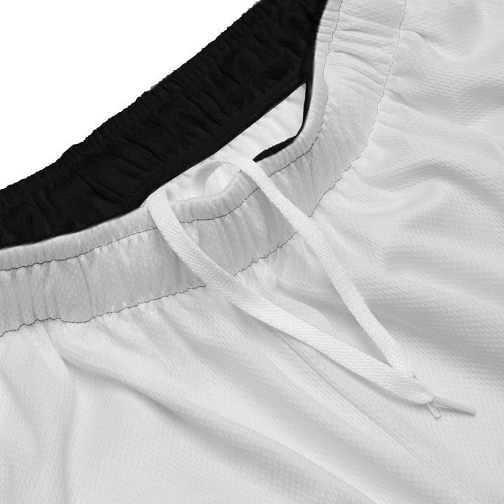 Hellbeing light gray mesh gym shorts, waistband detail