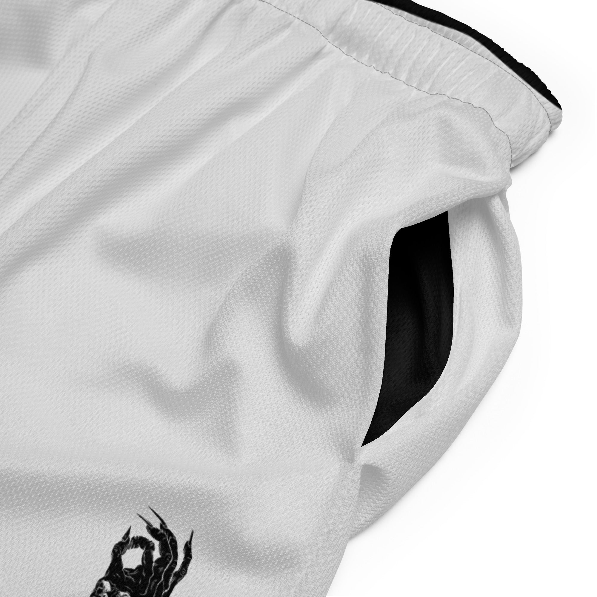 Hellbeing light gray mesh gym shorts, pocket detail