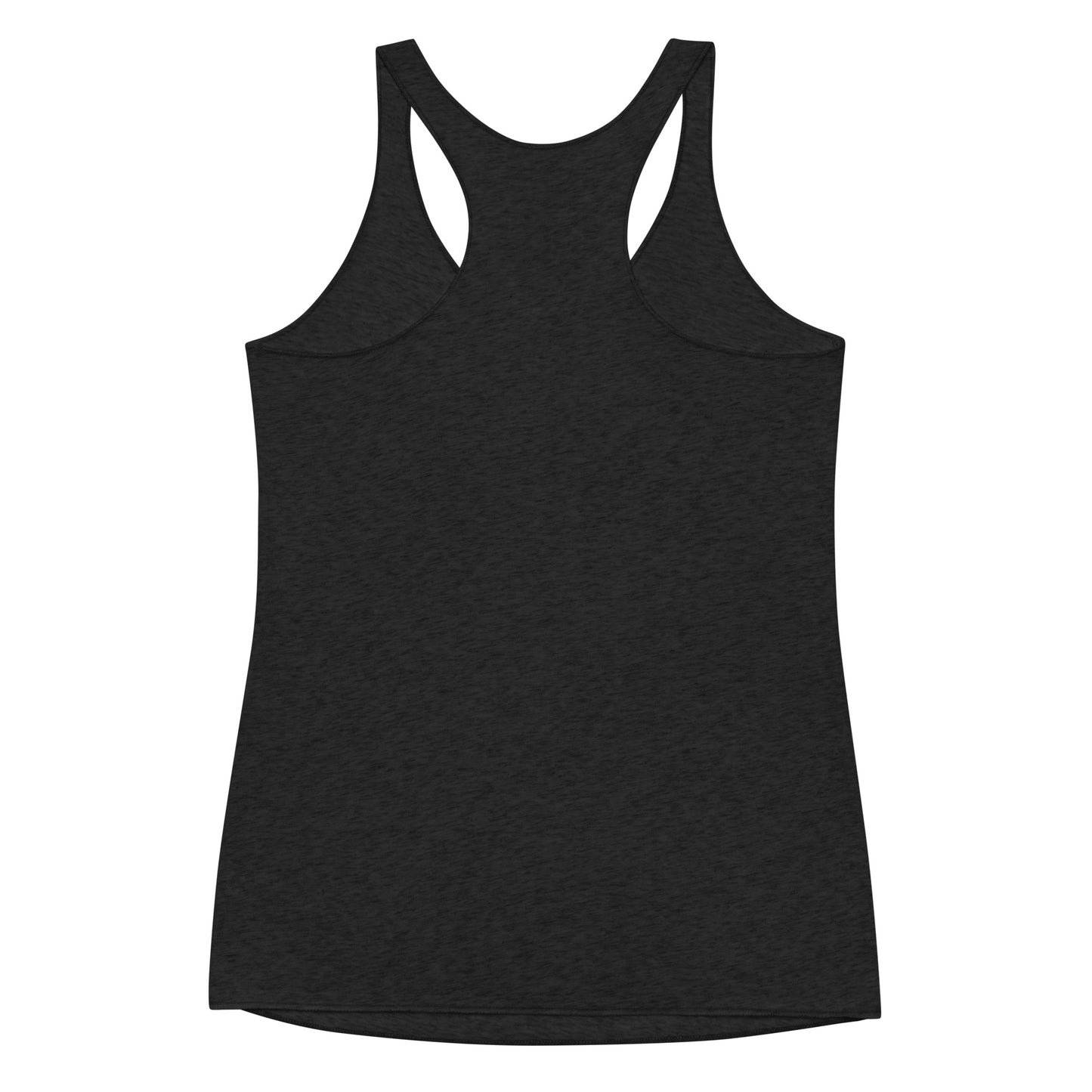 Back view of the Hellbeing Skull Cherub on a women's charcoal vintage racerback tank top