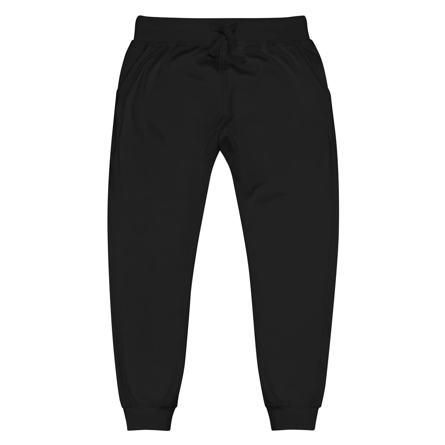 Hellbeing skull logo front of black fleece sweatpants