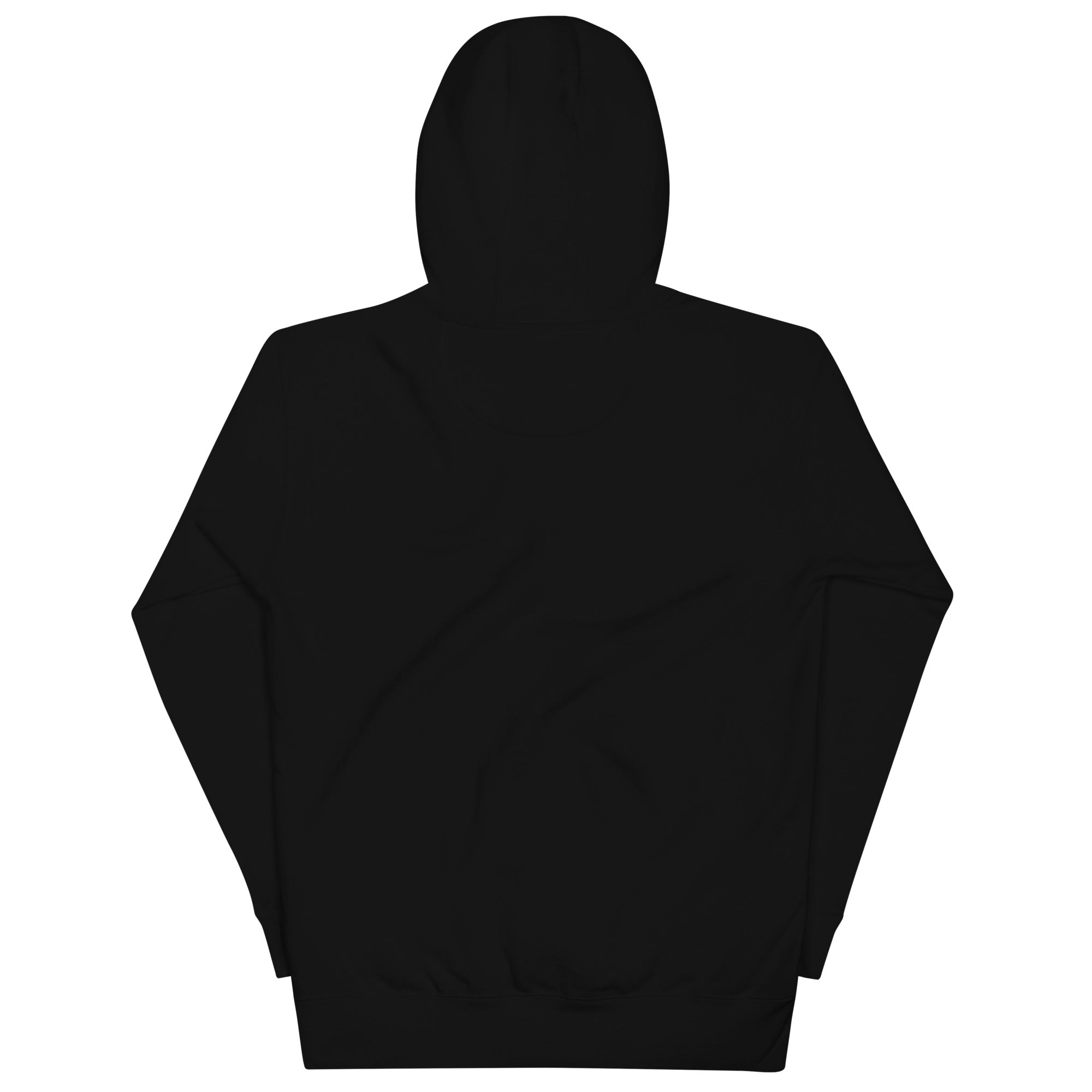Hellbeing Lava Cake strain skull hoodie in black, back design view