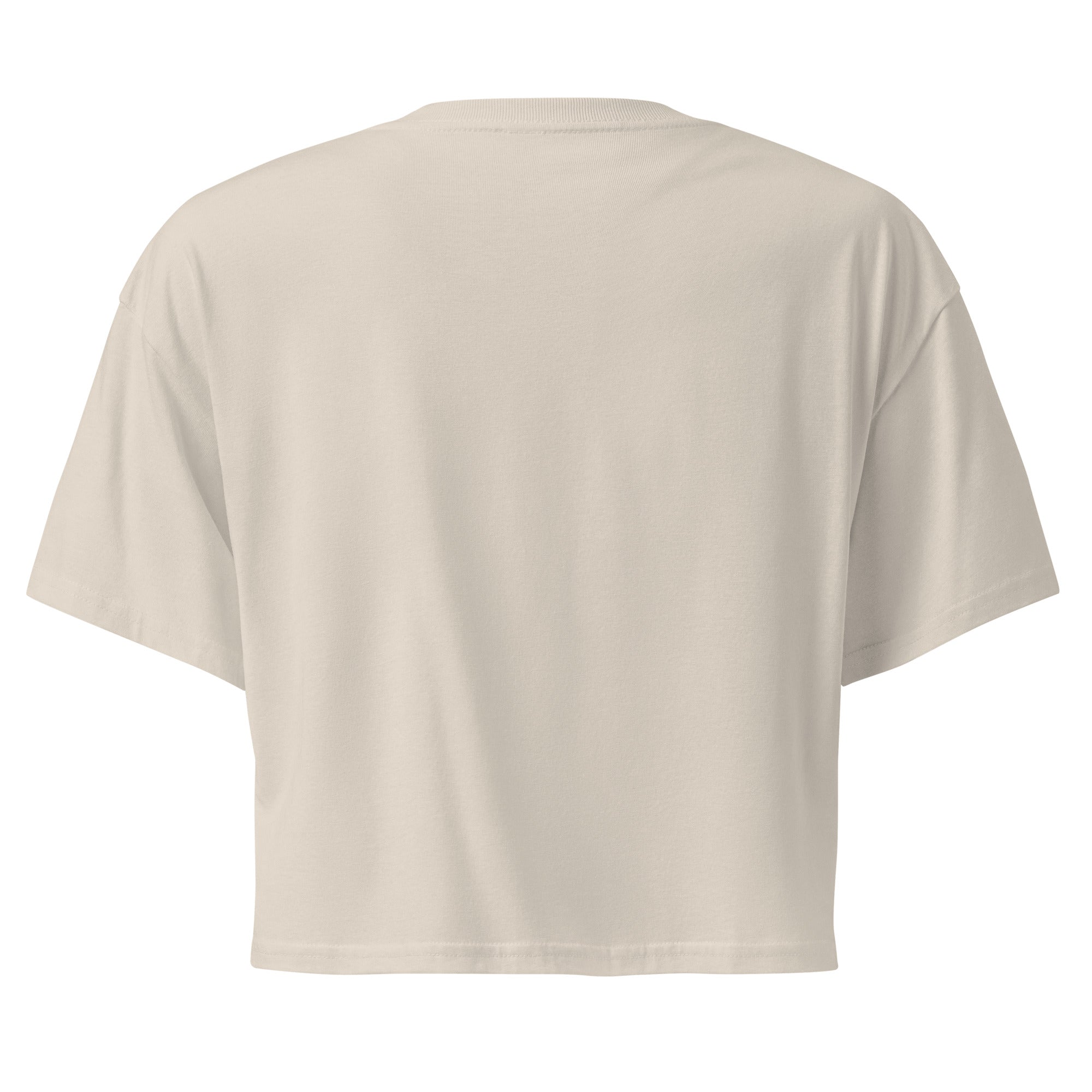 Back of Off-white Hellbeing Skeleton riding an eagle women's crop-top