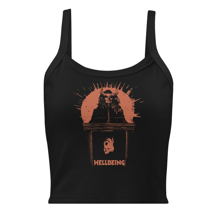Hellbeing micro-rib tank top in black, front view