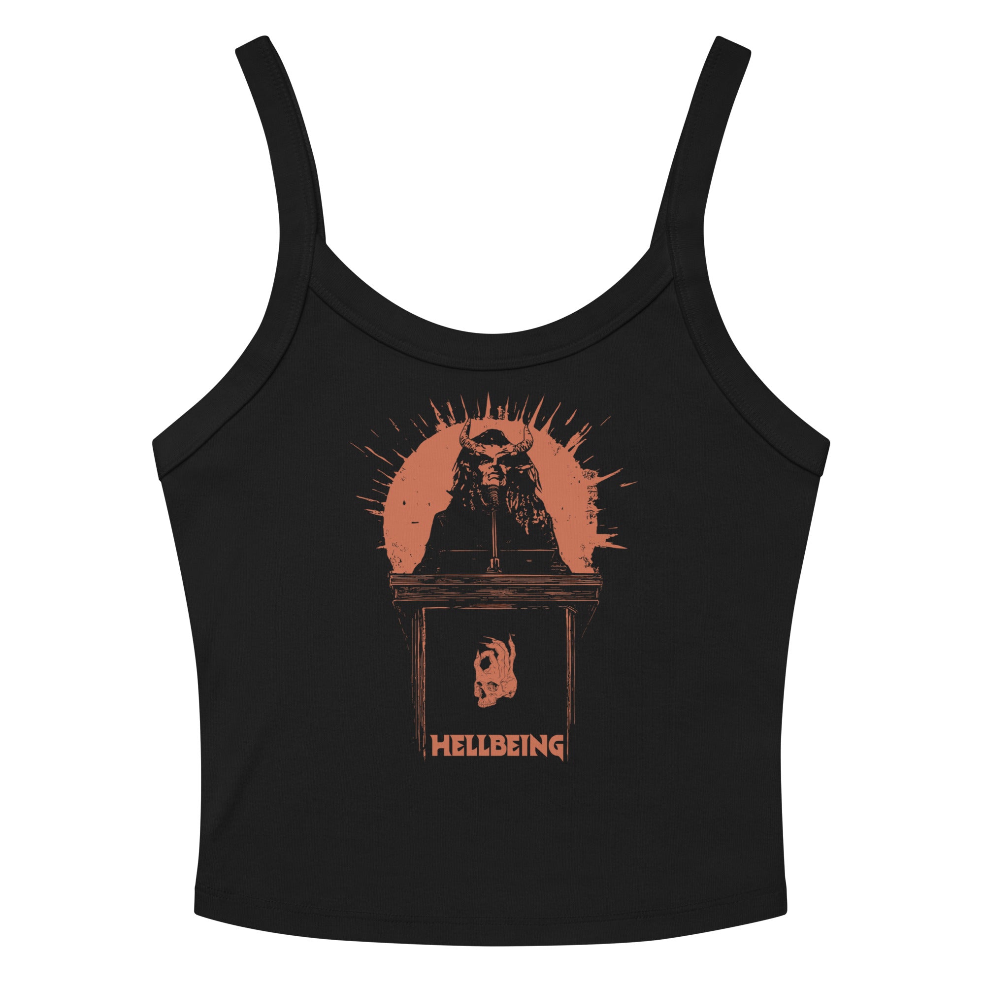 Hellbeing micro-rib tank top in black, front detail