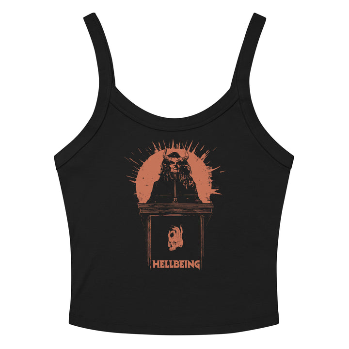 Hellbeing micro-rib tank top in black, front detail