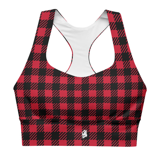 Hellbeing Red Plaid Longline sports bra