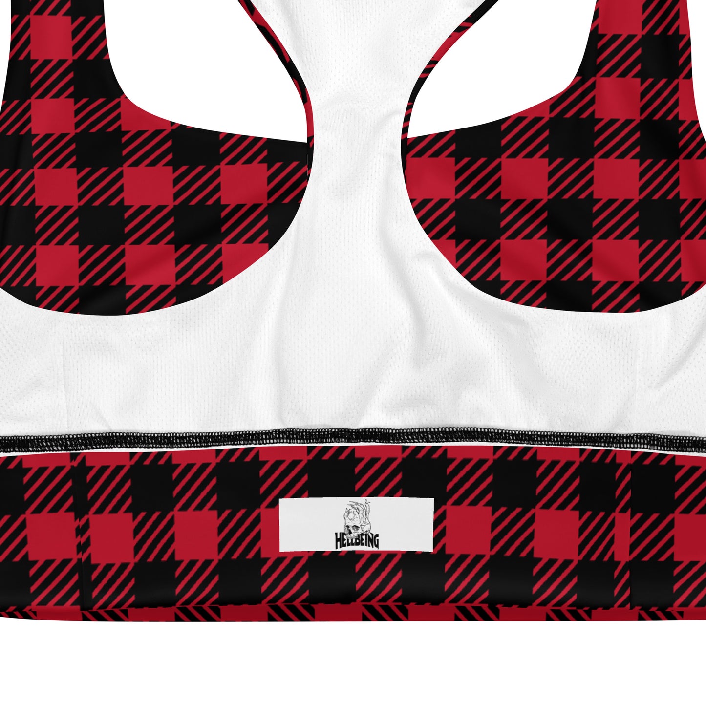 Hellbeing Red Plaid Longline sports bra