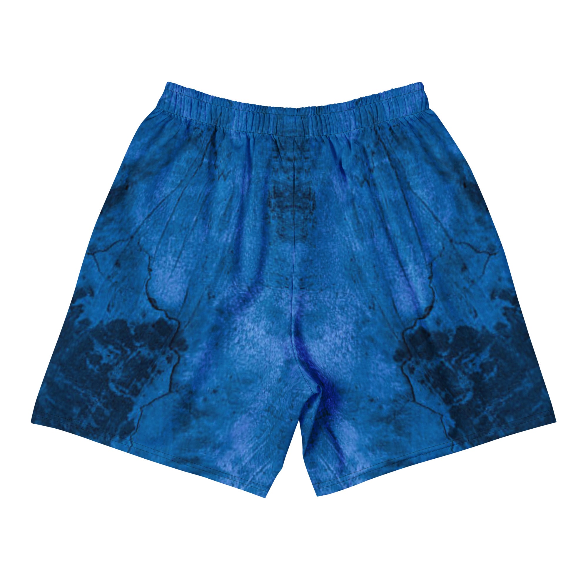 Hellbeing Bottom Line athletic long shorts in blue, back view