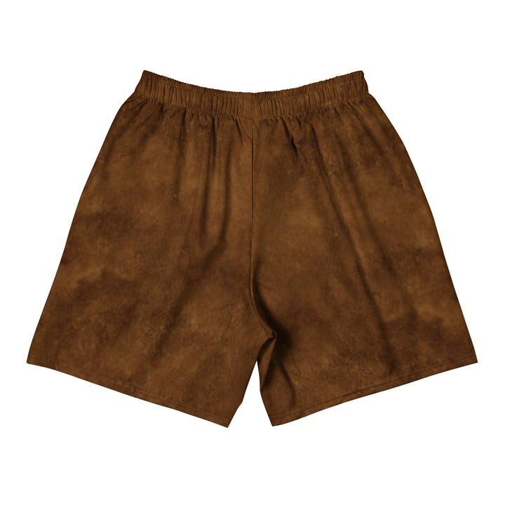 Hellbeing Have a Bad Day athletic long shorts in brown, back view