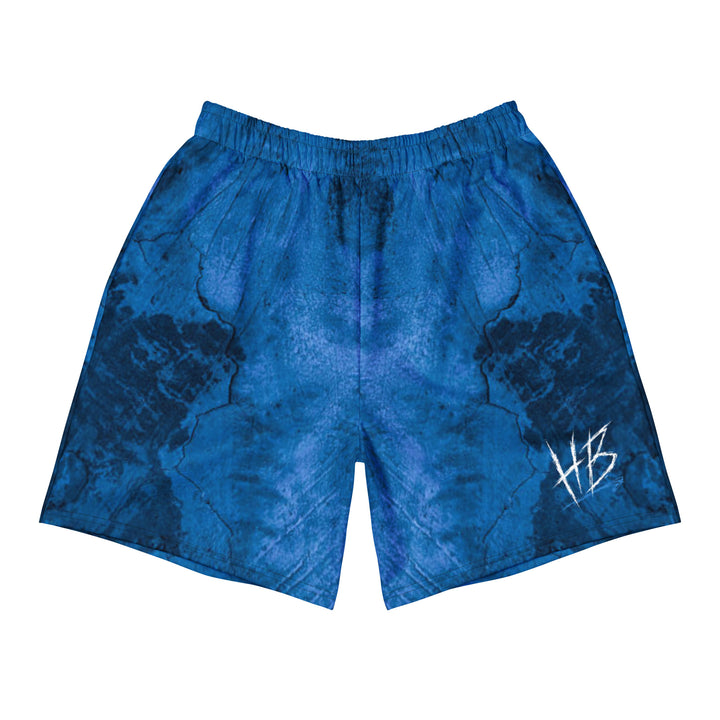 Hellbeing Bottom Line athletic long shorts in blue, front view