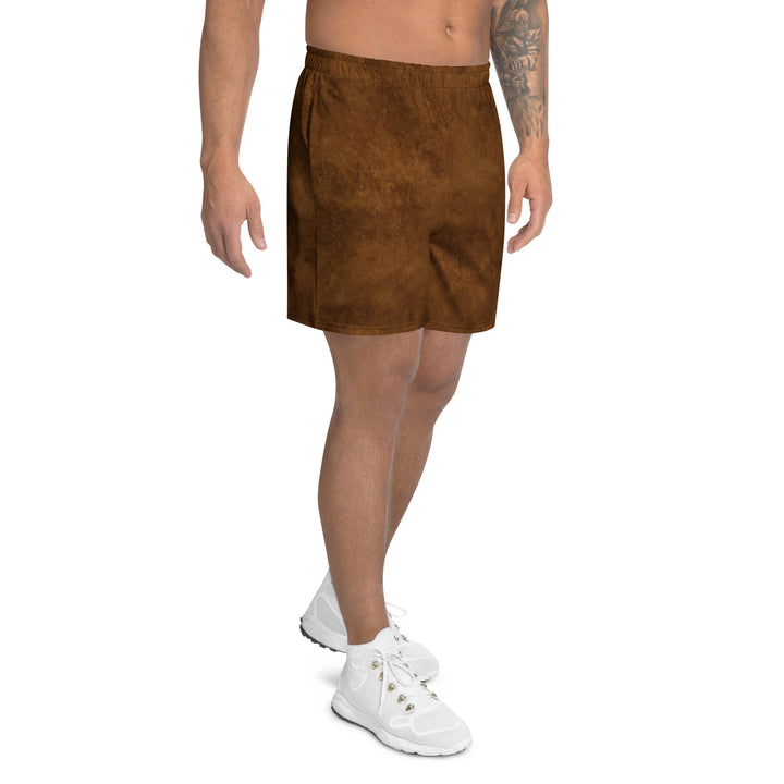 Hellbeing Have a Bad Day athletic long shorts in brown, right side view
