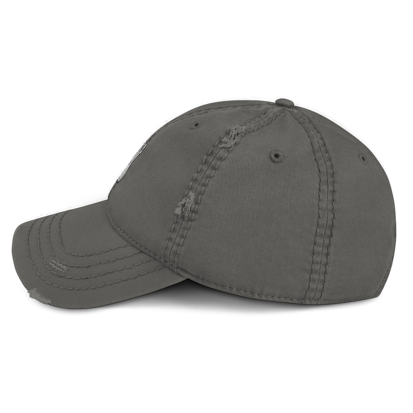 Hellbeing Skull distressed dad hat in charcoal