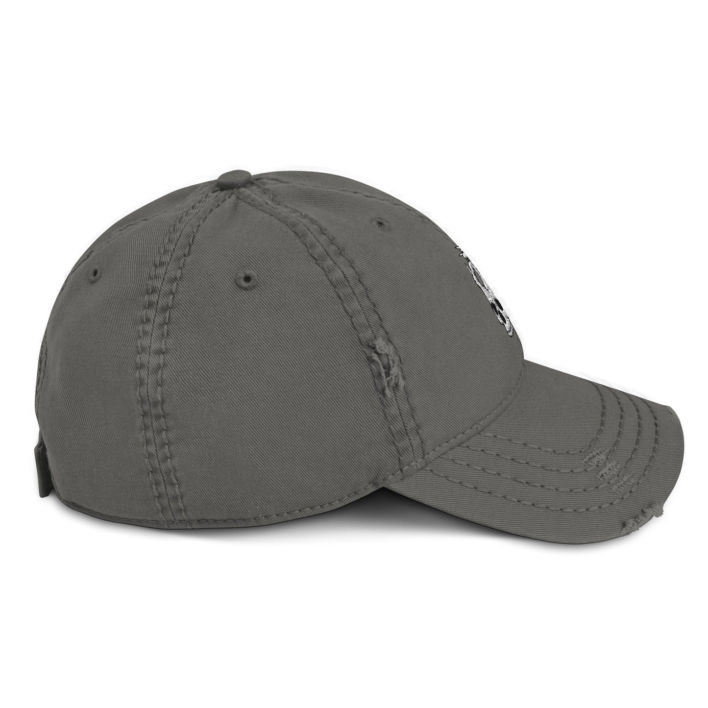 Hellbeing Skull distressed dad hat in charcoal