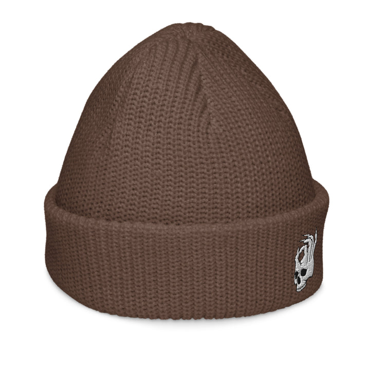 Hellbeing Skull walnut fisherman beanie, right side view